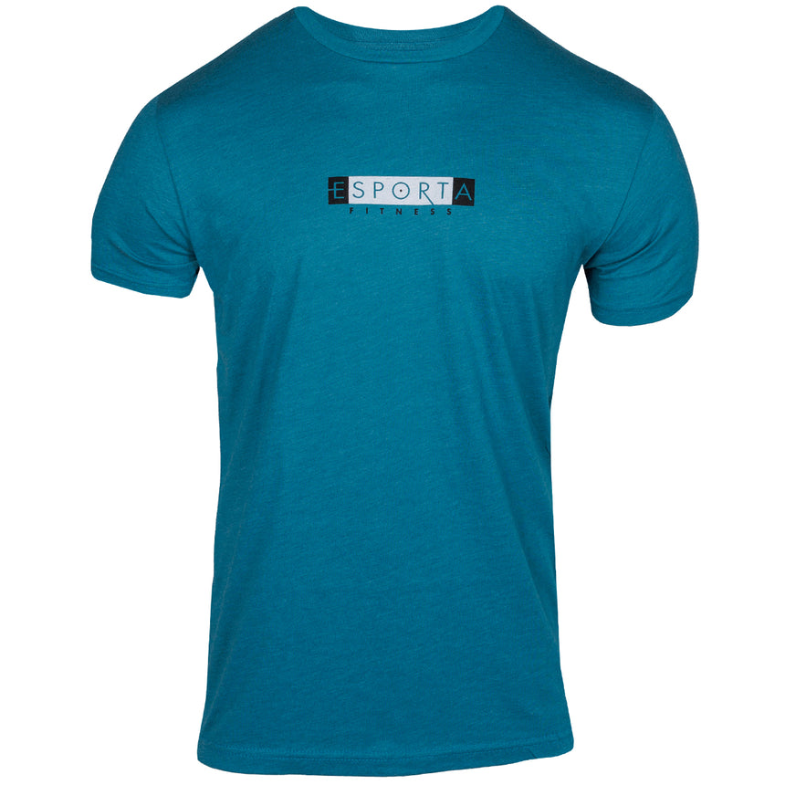 picture of teal tee with esporta fitness logo on chest